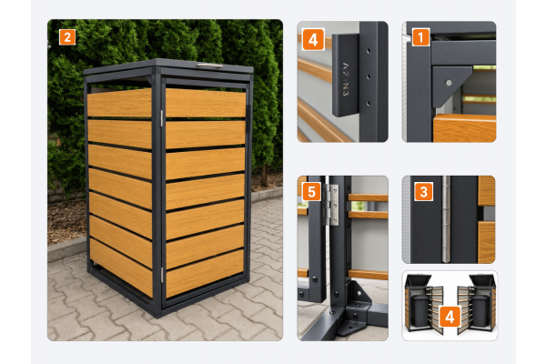 ZABUDOWA ŚMIETNIKOWA 1x120L kolor DREWNO